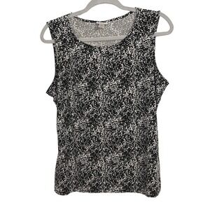 WORTHINGTONS TOP SIZELARGE SLEEVELESS SHELL BLACK WHITE‎